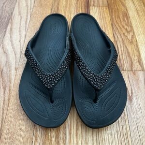 Crocs Kadee Embellished Flip Flop Black Women’s Size 11